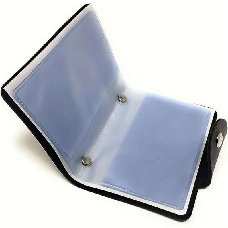 1Pc Stylish Black Wallet Featuring 24 Card Compartments Compact Holder