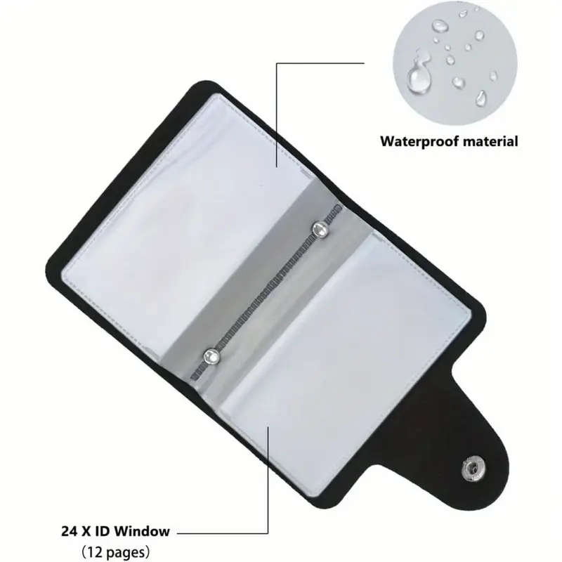 1Pc Stylish Black Wallet Featuring 24 Card Compartments Compact Holder