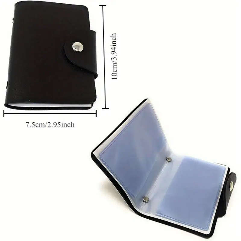 1Pc Stylish Black Wallet Featuring 24 Card Compartments Compact Holder