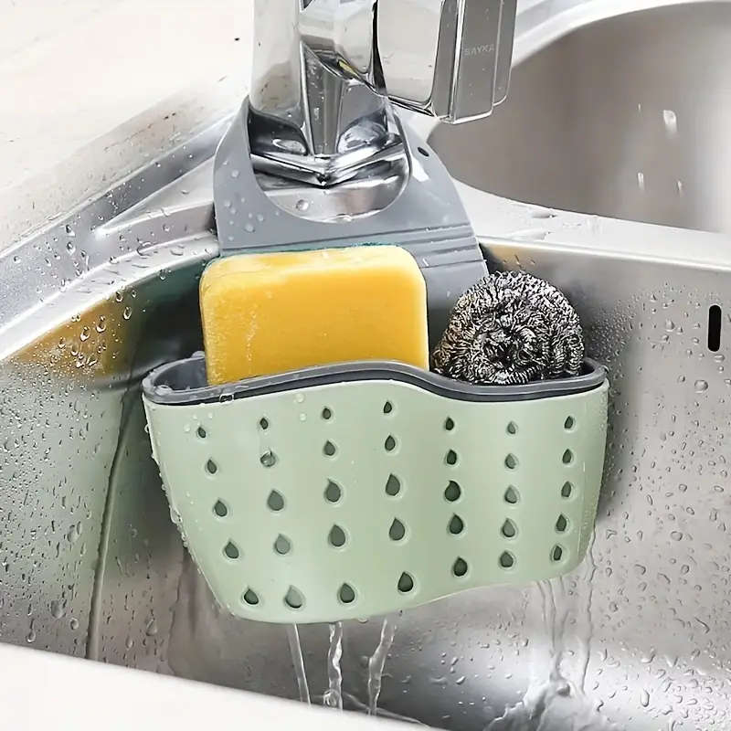 1pc Plastic Sink Caddy Sponge Holder Multifunctional Draining Organizer For Kitchen Accessories Wit