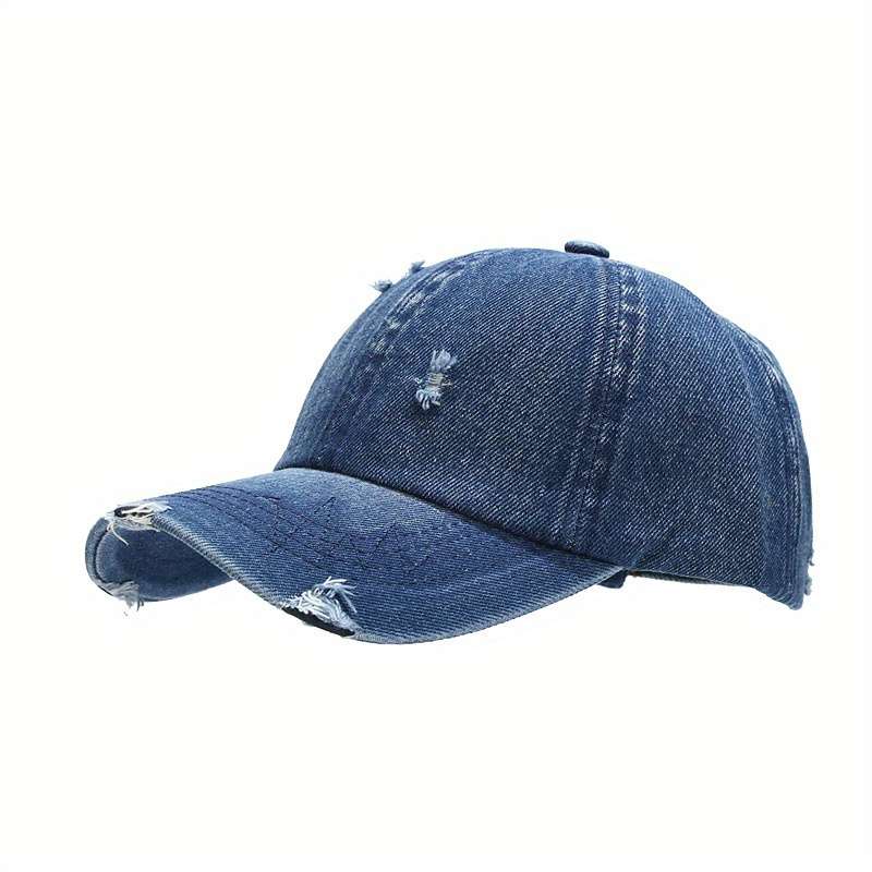 1pc Vintage Washed Denim Baseball Cap Adjustable Lightweight Polyester Sun Hat for Spring S