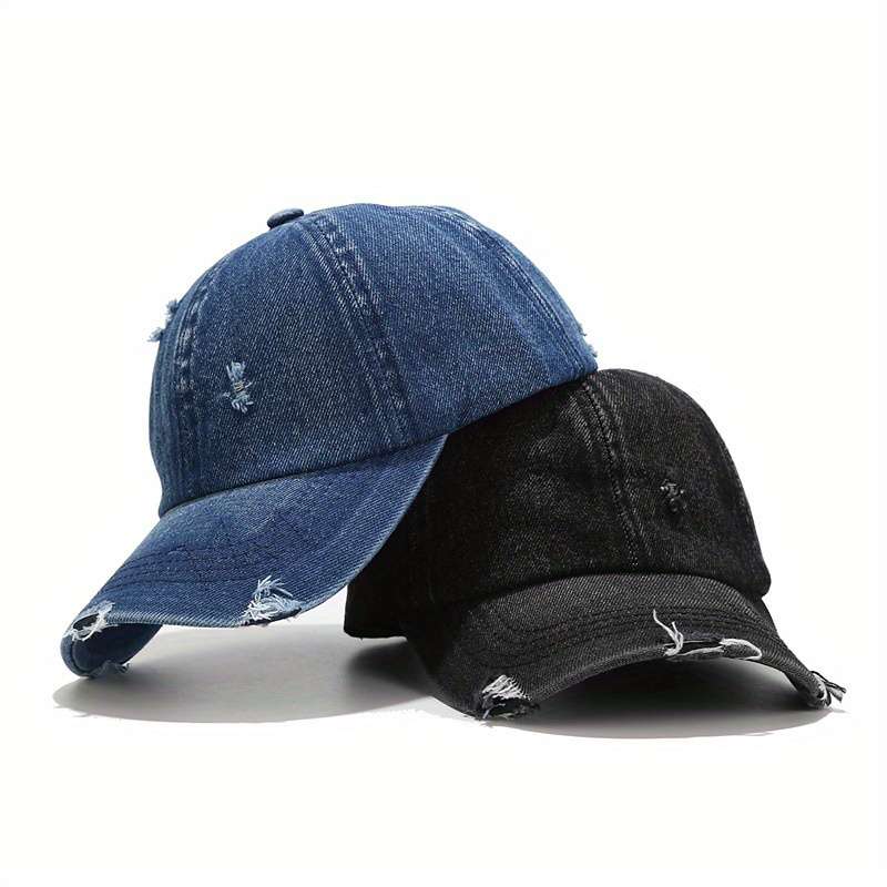 1pc Vintage Washed Denim Baseball Cap Adjustable Lightweight Polyester Sun Hat for Spring S