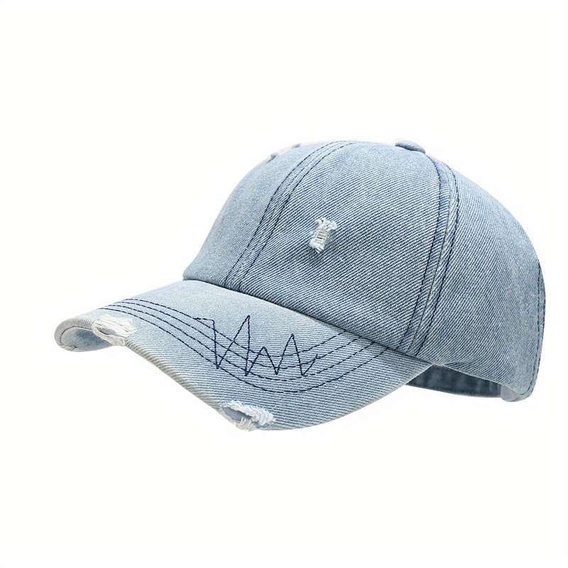 1pc Vintage Washed Denim Baseball Cap Adjustable Lightweight Polyester Sun Hat for Spring S