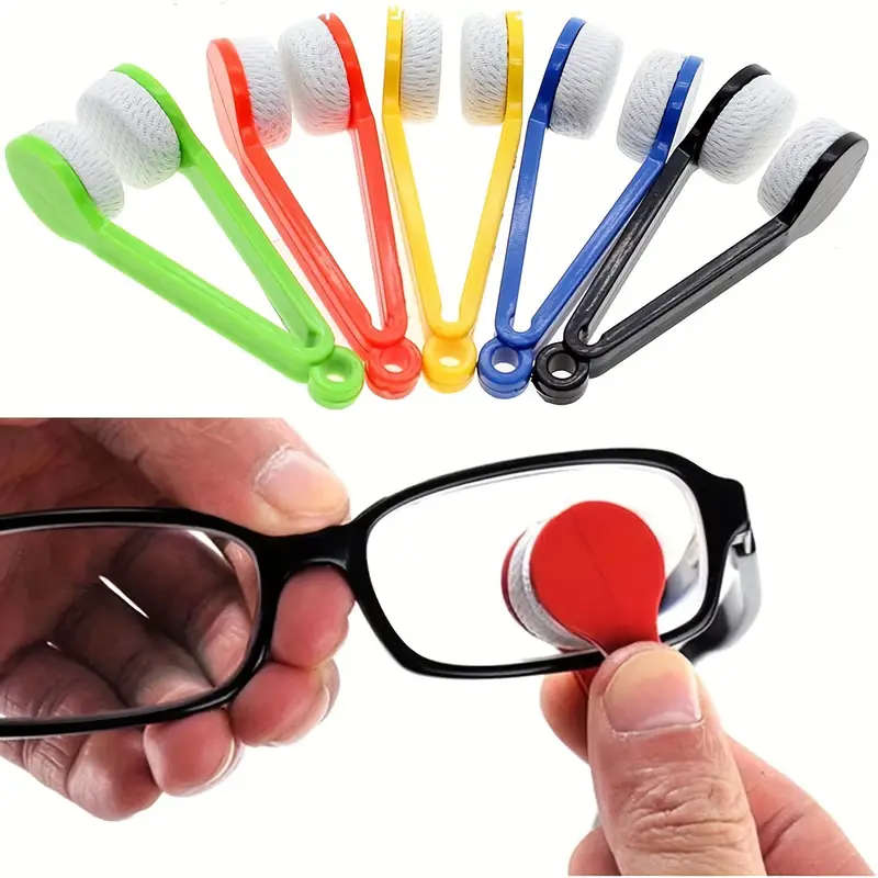 4pcs Mini Portable Glasses Cleaning Brushes Soft Bristles Easy-to-Use for Home Travel Ideal for Bedr