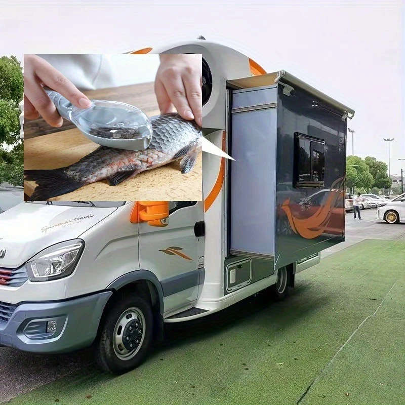 1pc Fish Scale Remover with Lid Durable PVC Scraper for Efficient Kitchen Fish Cleaning Non-Electric