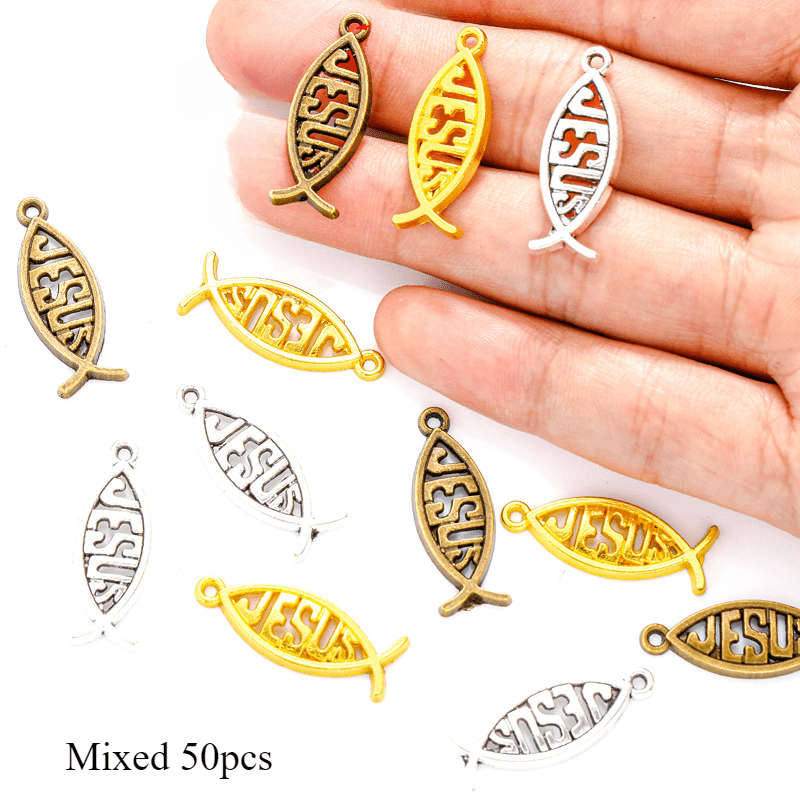 1 Piece Mixed Transparent Color 50pcs Jesus Theme Pendant