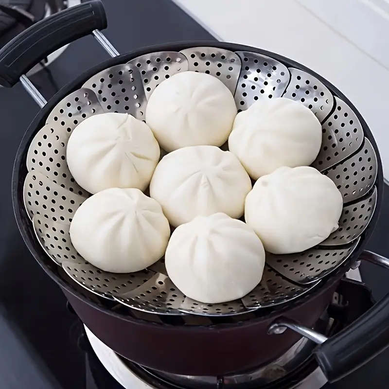 1pc Multi-functional Collapsible Steamer Basket Stainless Steel Foldable Steaming Rack Cooking Inser