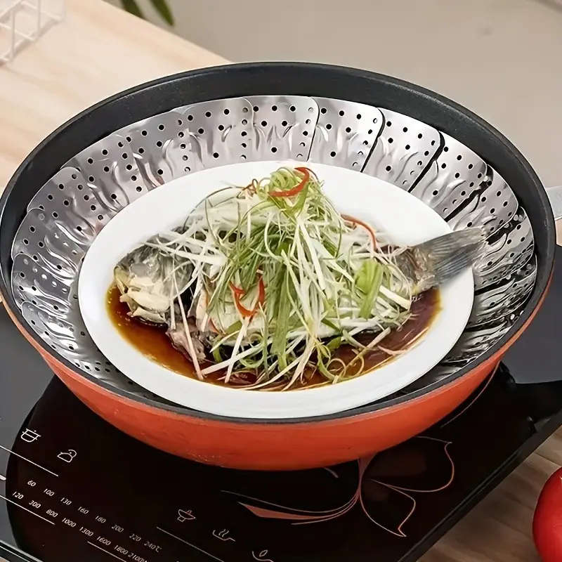 1pc Multi-functional Collapsible Steamer Basket Stainless Steel Foldable Steaming Rack Cooking Inser