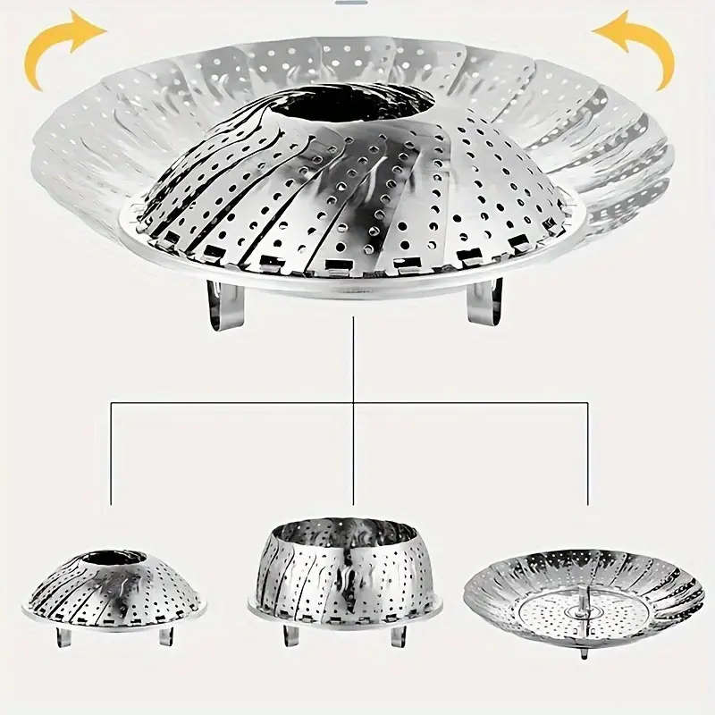 1pc Multi-functional Collapsible Steamer Basket Stainless Steel Foldable Steaming Rack Cooking Inser