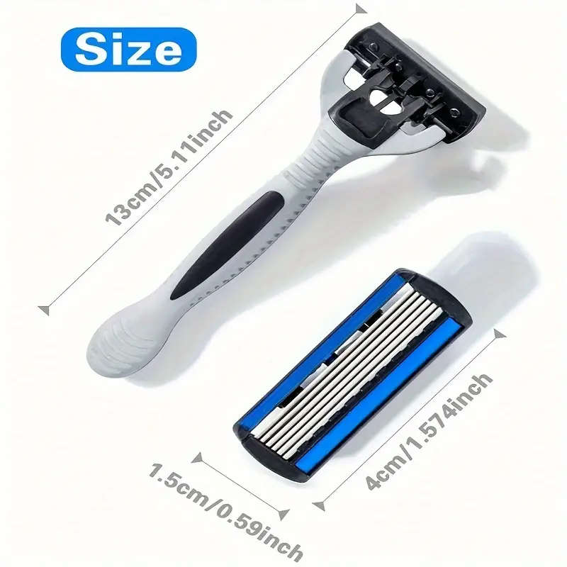 Men`s Manual Shaver Set, 2 Handle + 24 Blades, Safety Razor 6-Layers Stainless Steel