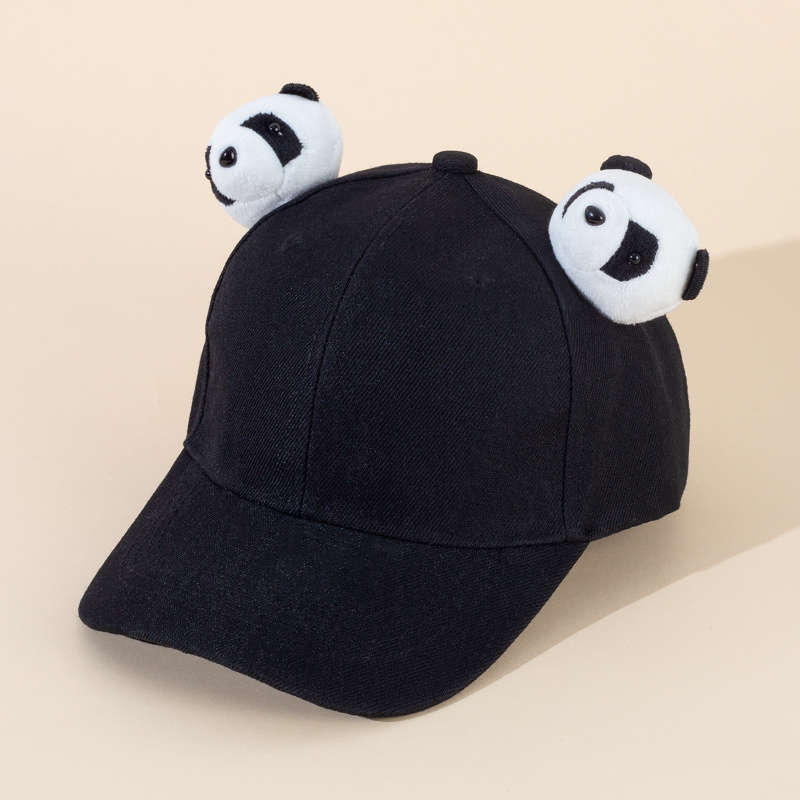 Adjustable Cotton Baseball Cap with Cute Panda Ears Casual Round Top Hat