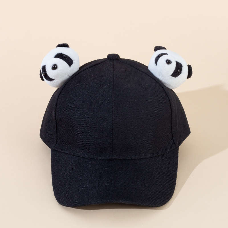 Adjustable Cotton Baseball Cap with Cute Panda Ears Casual Round Top Hat