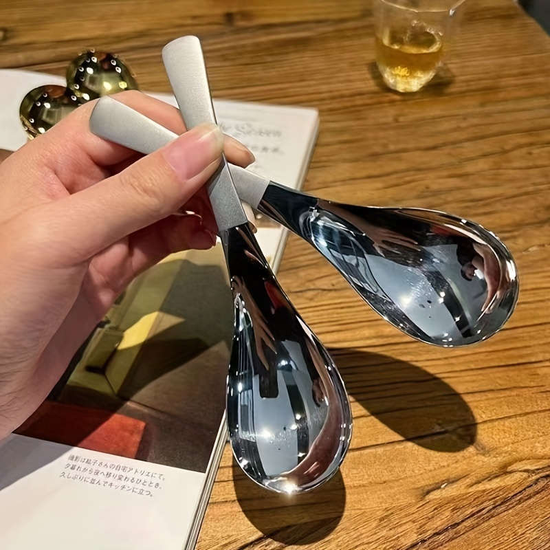 4Pcs High-grade Stainless Steel Short-handled Spoon Suitable For Rice Ice Cream Etc. Kitc