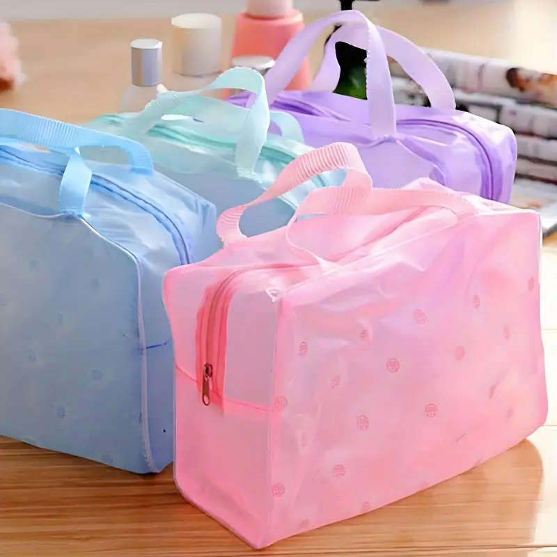 5 Piece Waterproof PVC Cosmetic Bag Set, Transparent Makeup Pouches RANDOM COLORS