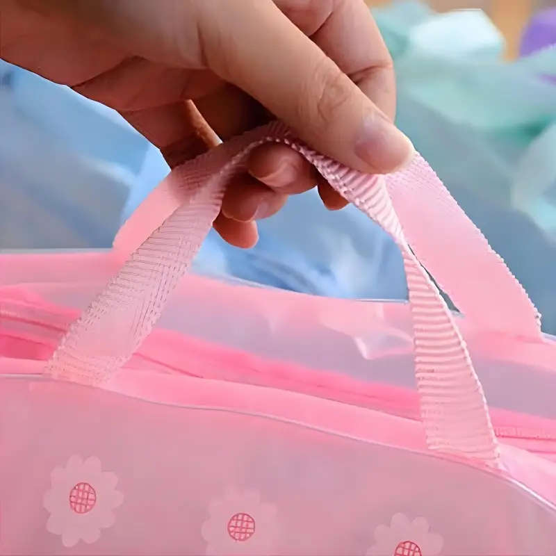 5 Piece Waterproof PVC Cosmetic Bag Set, Transparent Makeup Pouches RANDOM COLORS