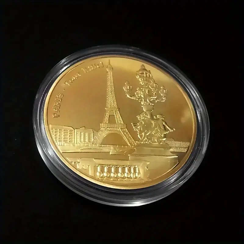 Paris Eiffel Tower Commemorative Replica Coin with Capsule