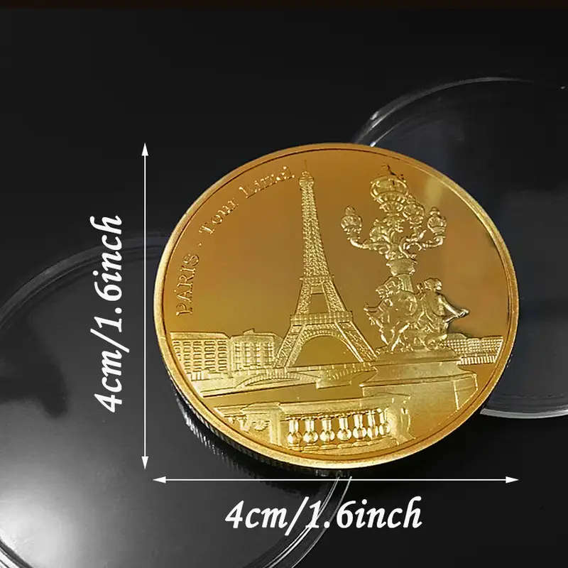 Paris Eiffel Tower Commemorative Replica Coin with Capsule
