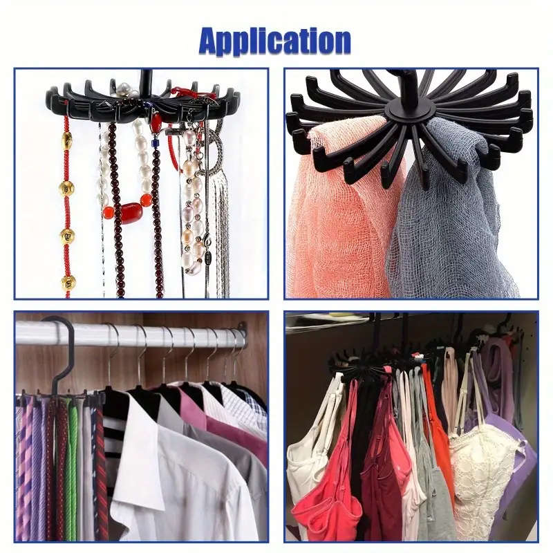 1pc Space-Saving 360 Rotating Tie Belt Organizer with 20 Claws Multi-Purpose Hooks for Home and
