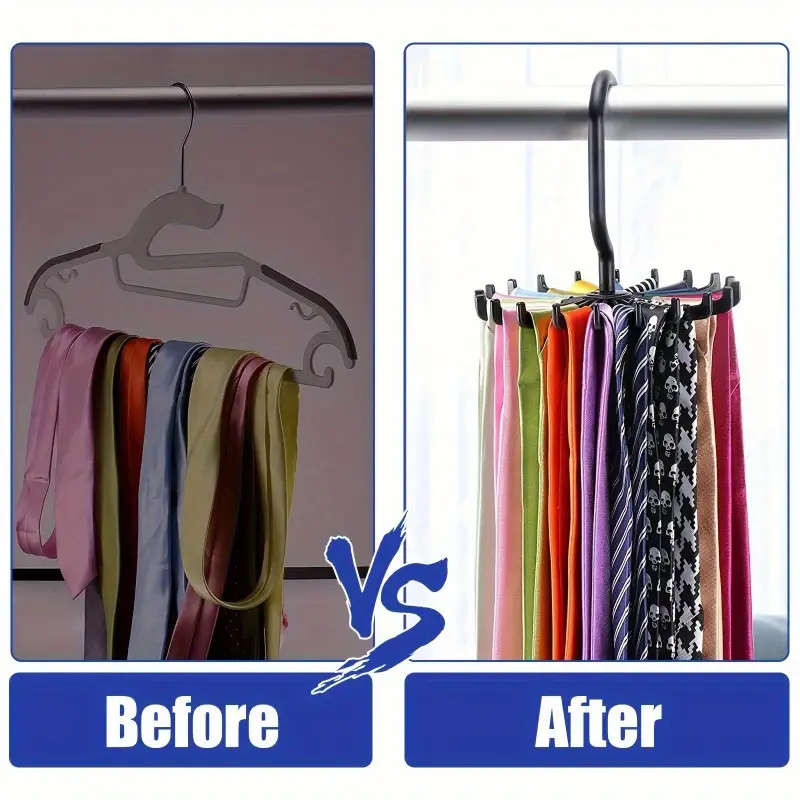 1pc Space-Saving 360 Rotating Tie Belt Organizer with 20 Claws Multi-Purpose Hooks for Home and