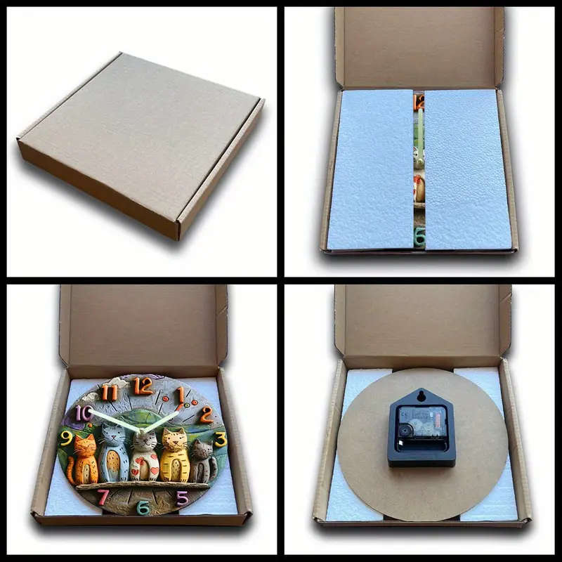 1pc 2D Flat Style Quartz Wall Clock Featuring Adorable Cats  Perfect for Autumn Decor 20.32cm