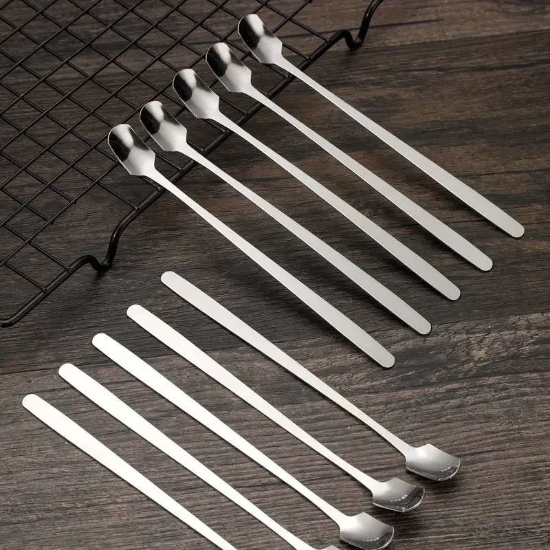 6-Piece Stainless Steel Long Handled Mixing Spoon