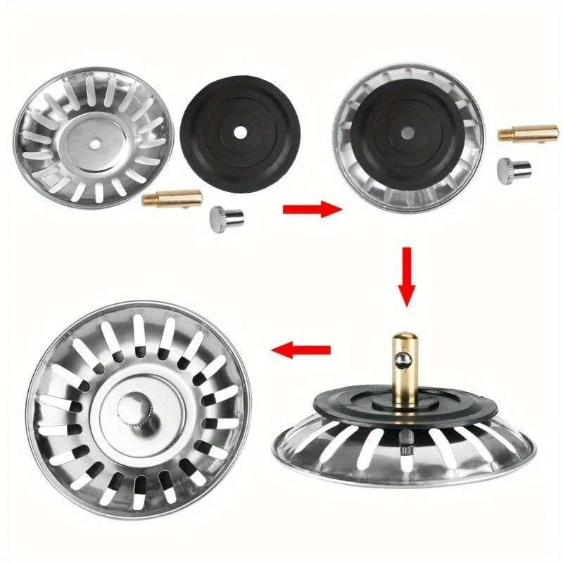 1pc Kitchen Sink Strainer Stopper Stainless Steel Waste Plug Sink Filter Bathroom Hair Catcher Sink