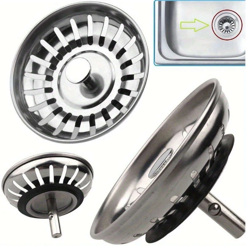 1pc Kitchen Sink Strainer Stopper Stainless Steel Waste Plug Sink Filter Bathroom Hair Catcher Sink