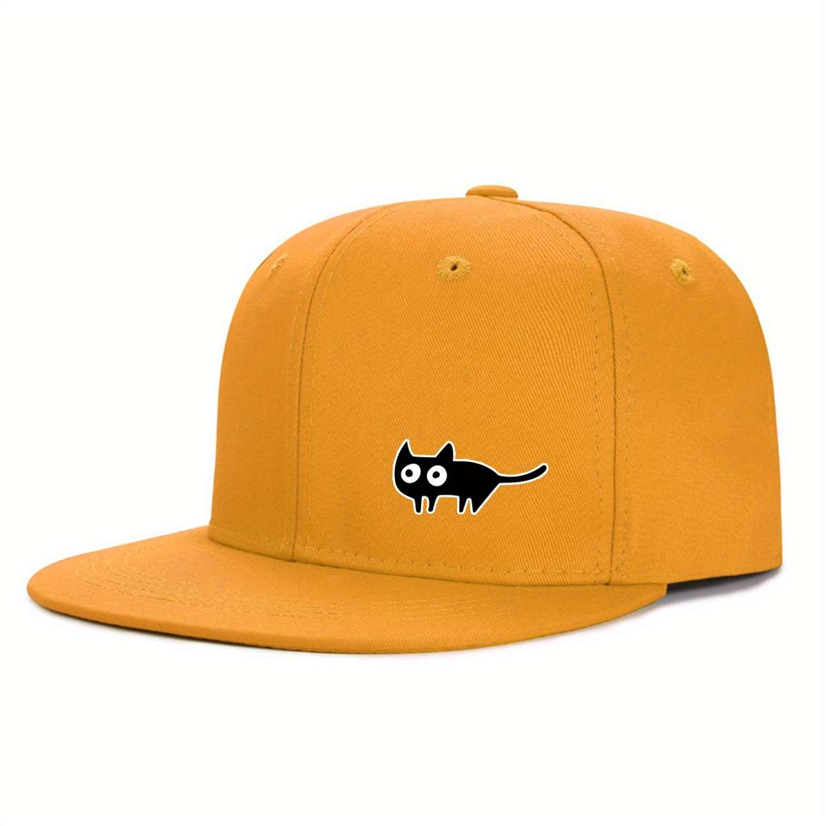 Urban Style Unisex Baseball Cap With Cute Cat Print Adjustable Fit Sun Protection Woven Pol