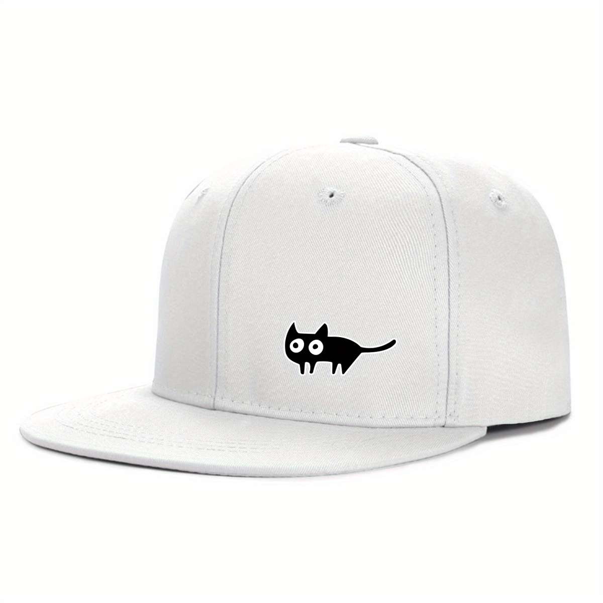 Urban Style Unisex Baseball Cap With Cute Cat Print Adjustable Fit Sun Protection Woven Pol