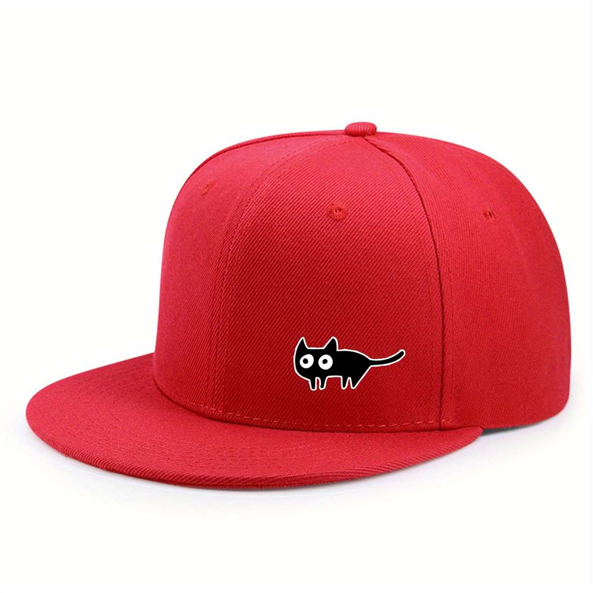 Urban Style Unisex Baseball Cap With Cute Cat Print Adjustable Fit Sun Protection Woven Pol