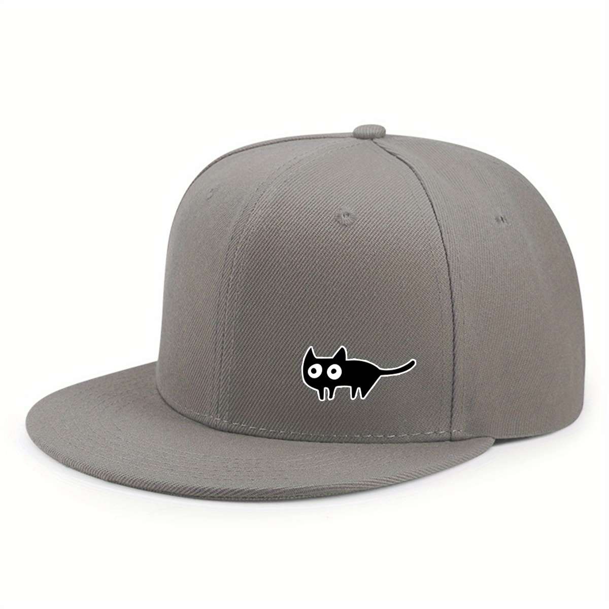 Urban Style Unisex Baseball Cap With Cute Cat Print Adjustable Fit Sun Protection Woven Pol