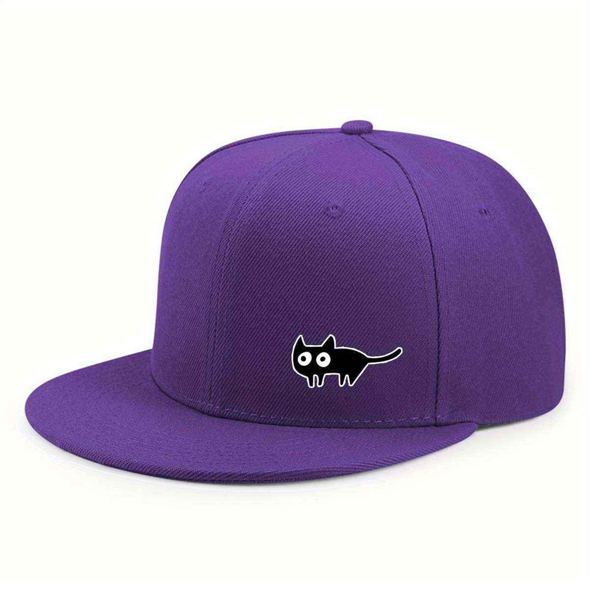Urban Style Unisex Baseball Cap With Cute Cat Print Adjustable Fit Sun Protection Woven Pol