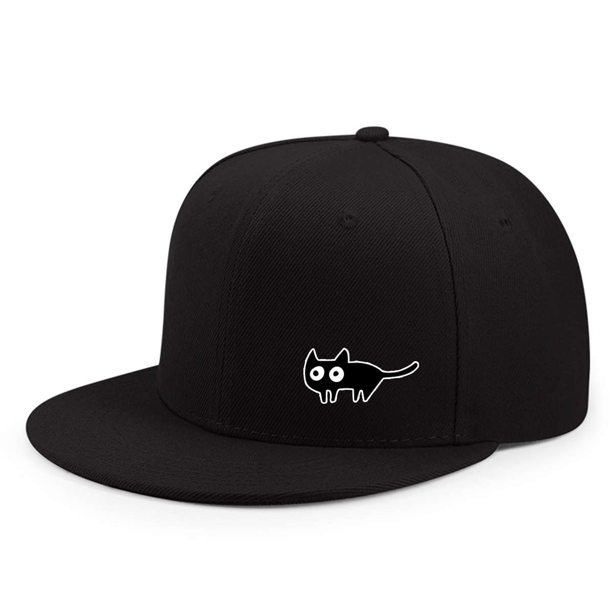 Urban Style Unisex Baseball Cap With Cute Cat Print Adjustable Fit Sun Protection Woven Pol