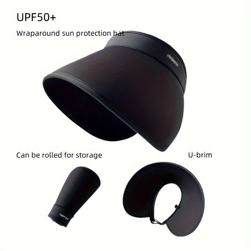 Stylish Wide-Brimmed Black Sun Hat Foldable with an Open Top Perfect
