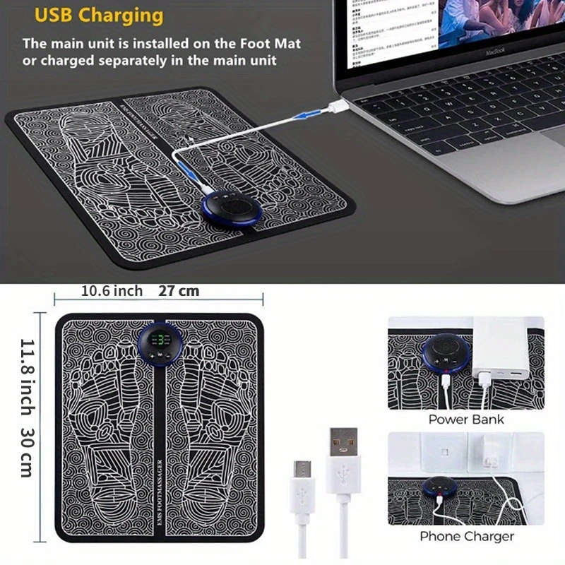 Rechargeable EMS Foot Massager Pad