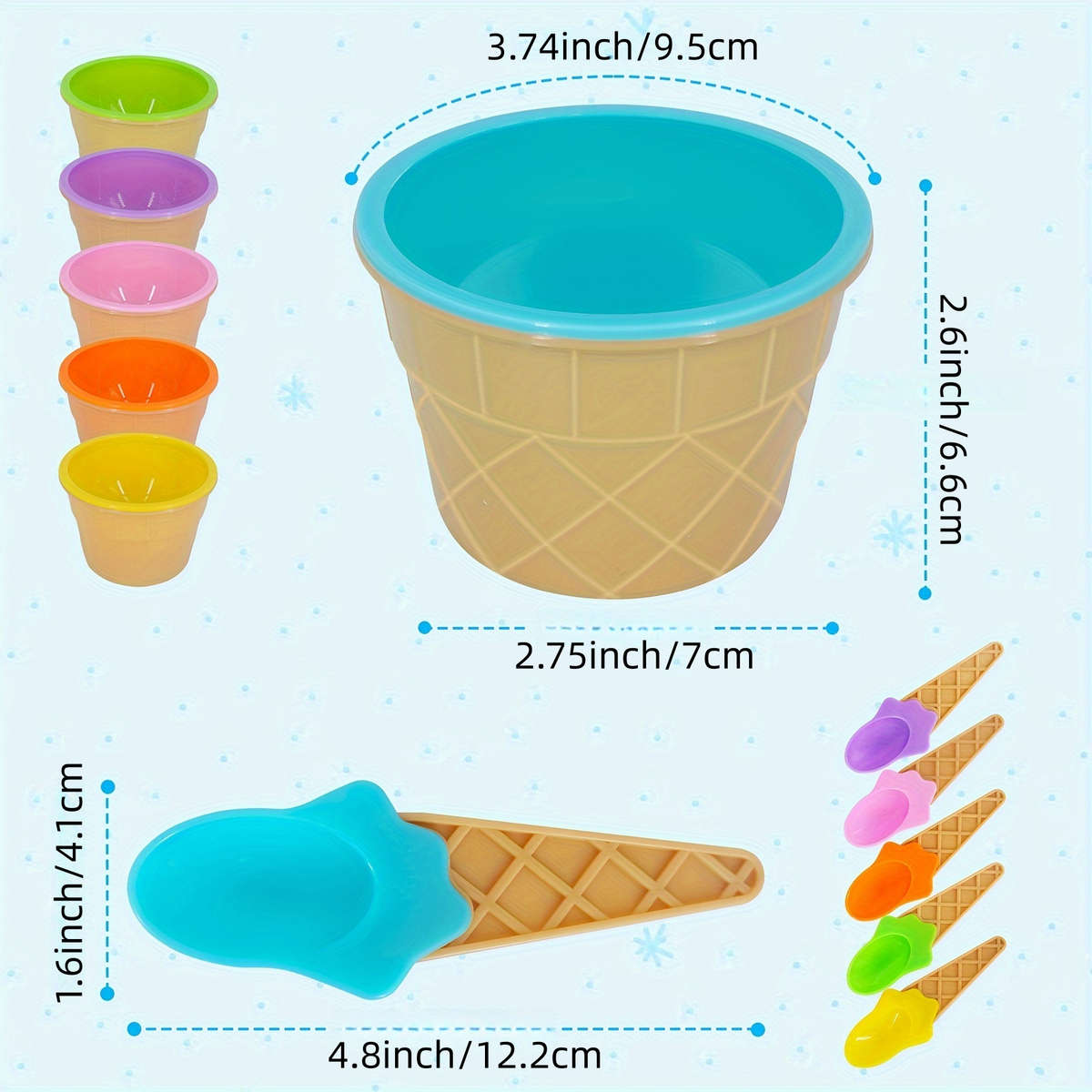 6pcs scoops and 6 bowls ice cream mixing bowls food and play with hot hands ice cr