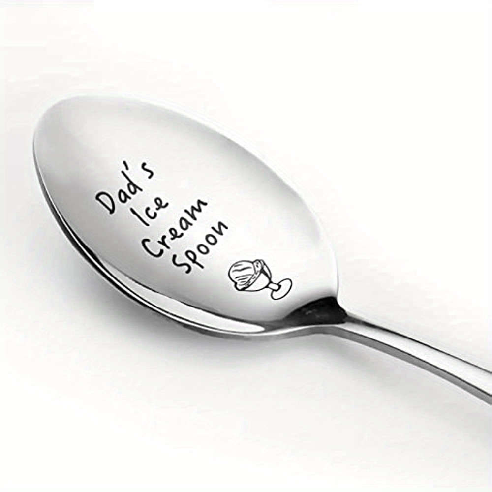 1pc Stainless Steel Spoon Set The Perfect Gift for Dad Ice Cream Dessert Salad Dinner Bi