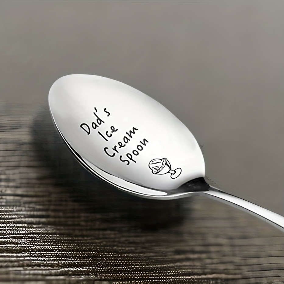 1pc Stainless Steel Spoon Set The Perfect Gift for Dad Ice Cream Dessert Salad Dinner Bi