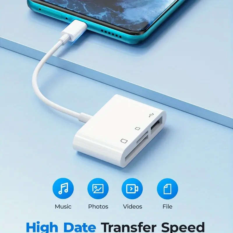 High-Speed 3-in-1 USB-C SD Card Reader