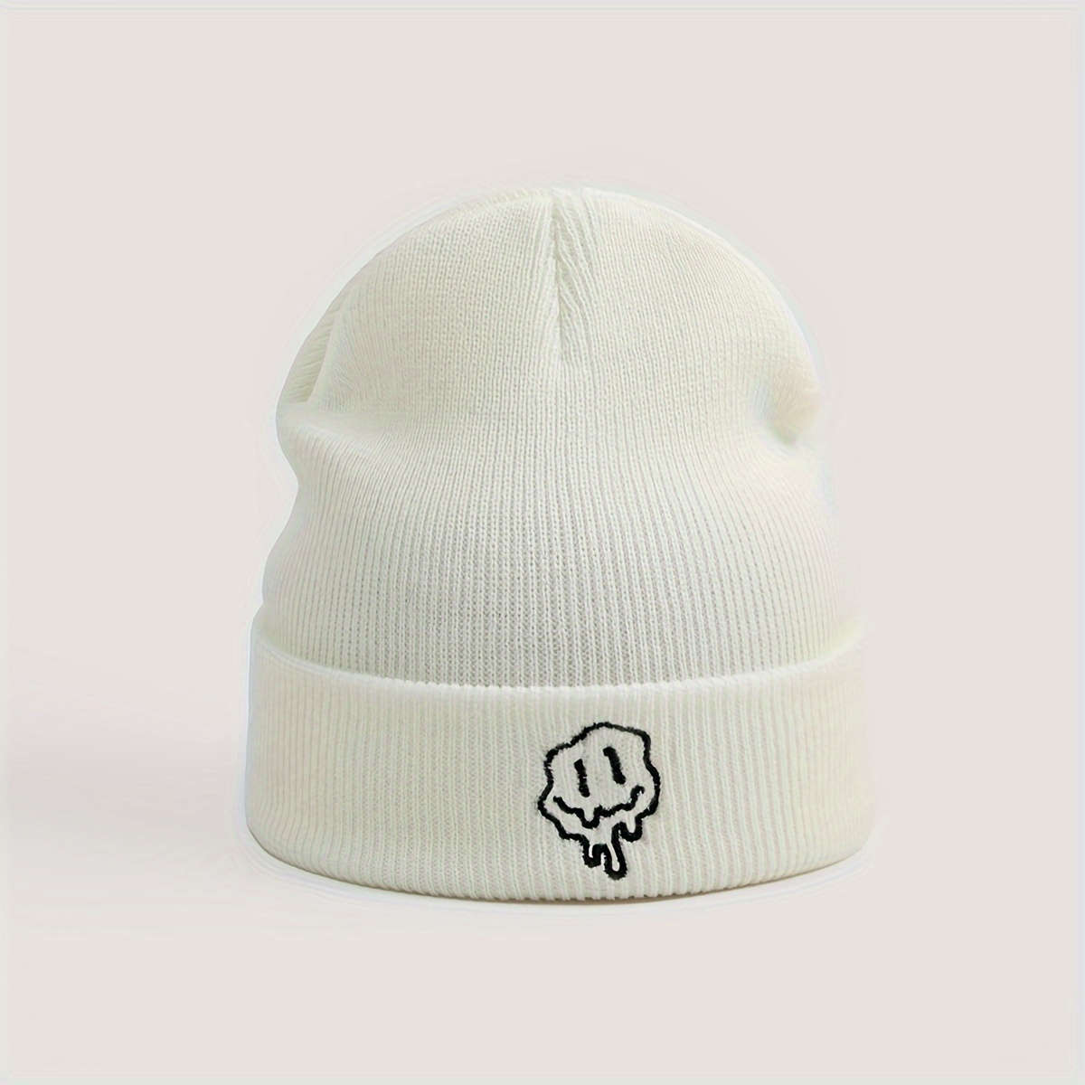 1pc Acrylic Knit Beanie Hat Casual Style Solid Color Warm Cap with Medium Stretch Hand Washab