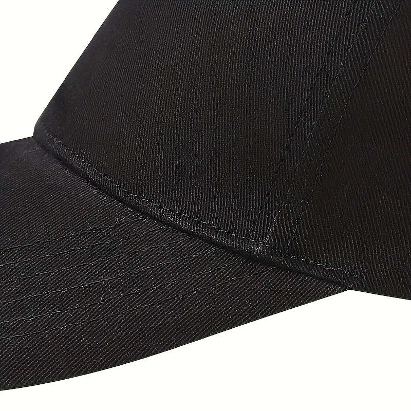 Fashionable Cotton-Polyester Blend Black Teddy Bear Baseball Cap Casual Adjustable Hat Woven