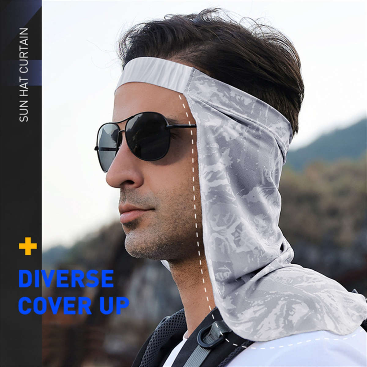 Men's Summer Sun Protection Hat with Breathable Neck Flap High Elasticity UV-Resistant