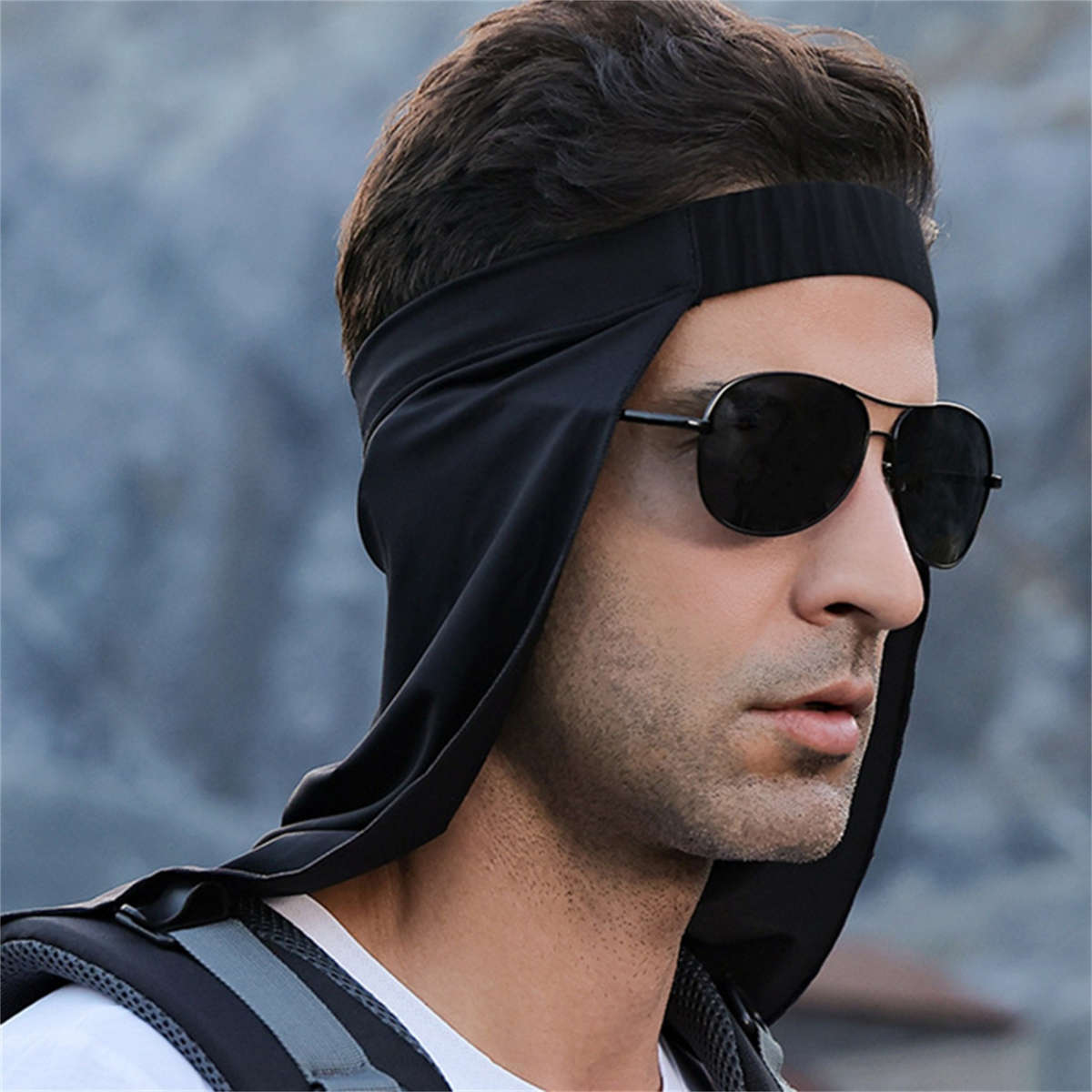Men's Summer Sun Protection Hat with Breathable Neck Flap High Elasticity UV-Resistant
