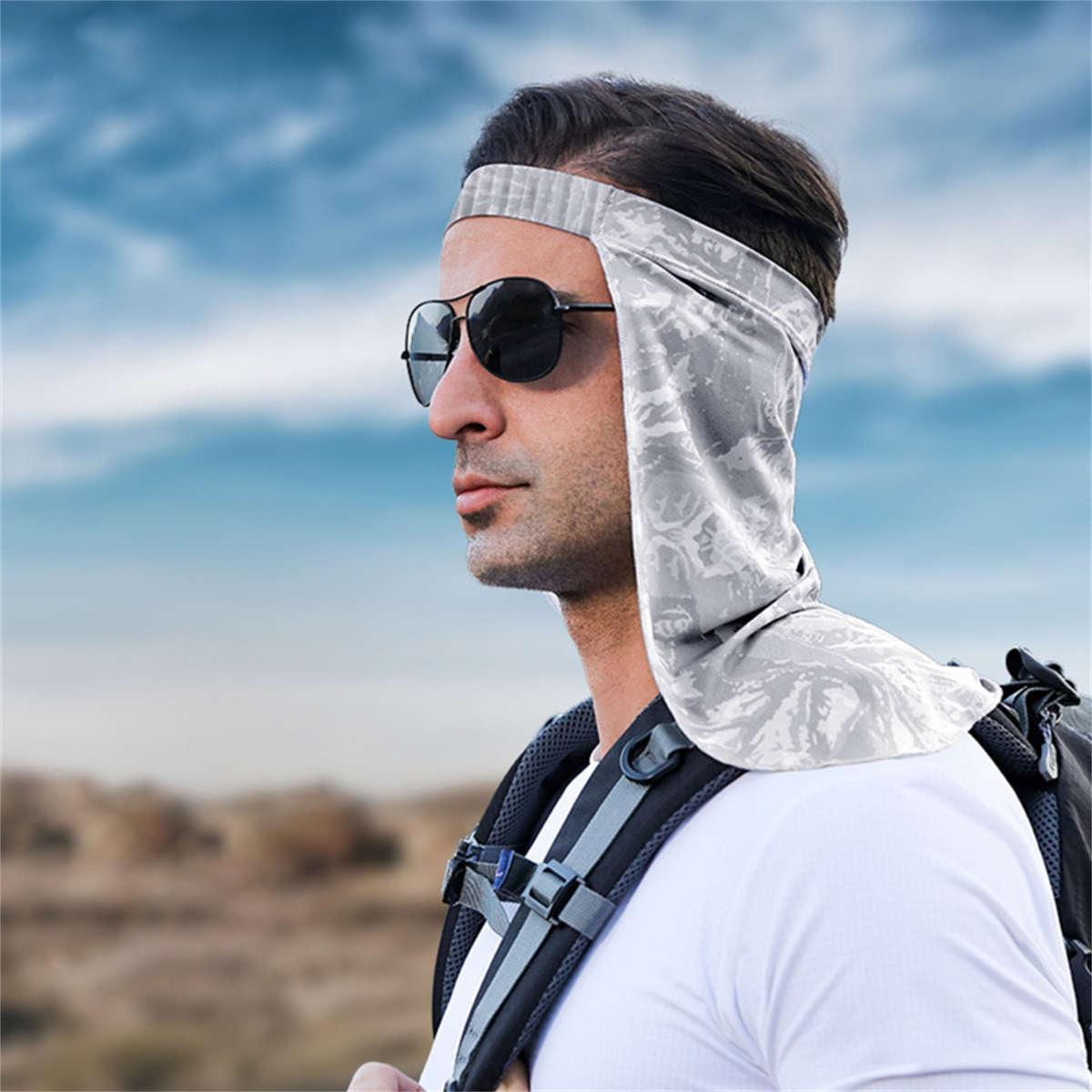 Men's Summer Sun Protection Hat with Breathable Neck Flap High Elasticity UV-Resistant