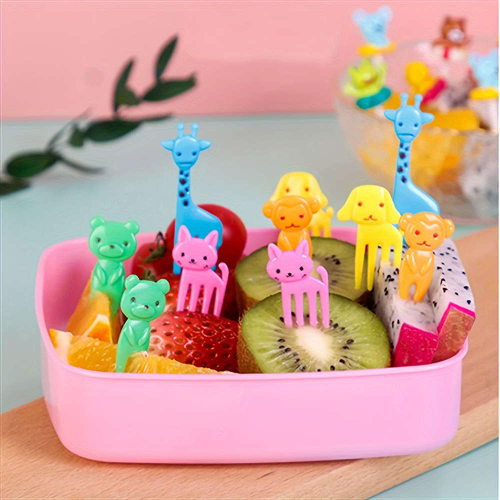 10pcs Fruit Forks Creative Animals Style Fork Dessert Fork Small Plastic Fork for Home Kitch