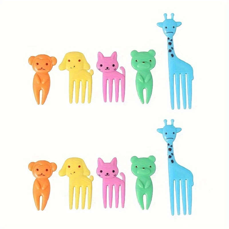 10pcs Fruit Forks Creative Animals Style Fork Dessert Fork Small Plastic Fork for Home Kitch
