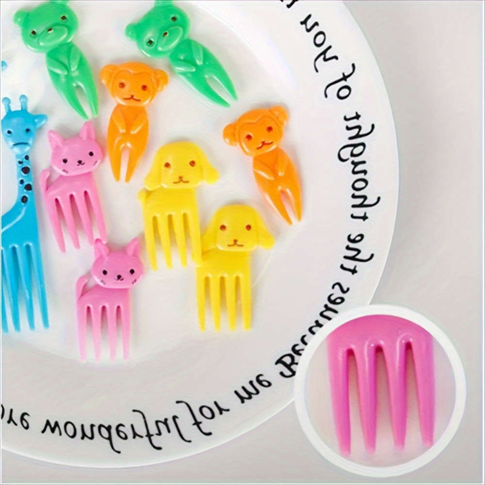 10pcs Fruit Forks Creative Animals Style Fork Dessert Fork Small Plastic Fork for Home Kitch