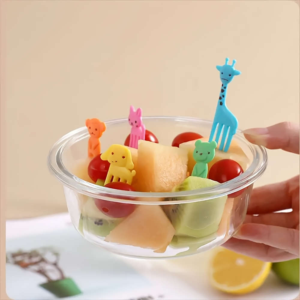 10pcs Fruit Forks Creative Animals Style Fork Dessert Fork Small Plastic Fork for Home Kitch