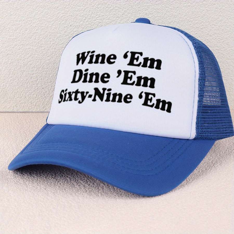 VERG Breathable Mesh Baseball Cap with Letter Print Adjustable Hand-Washable Polyester Truck