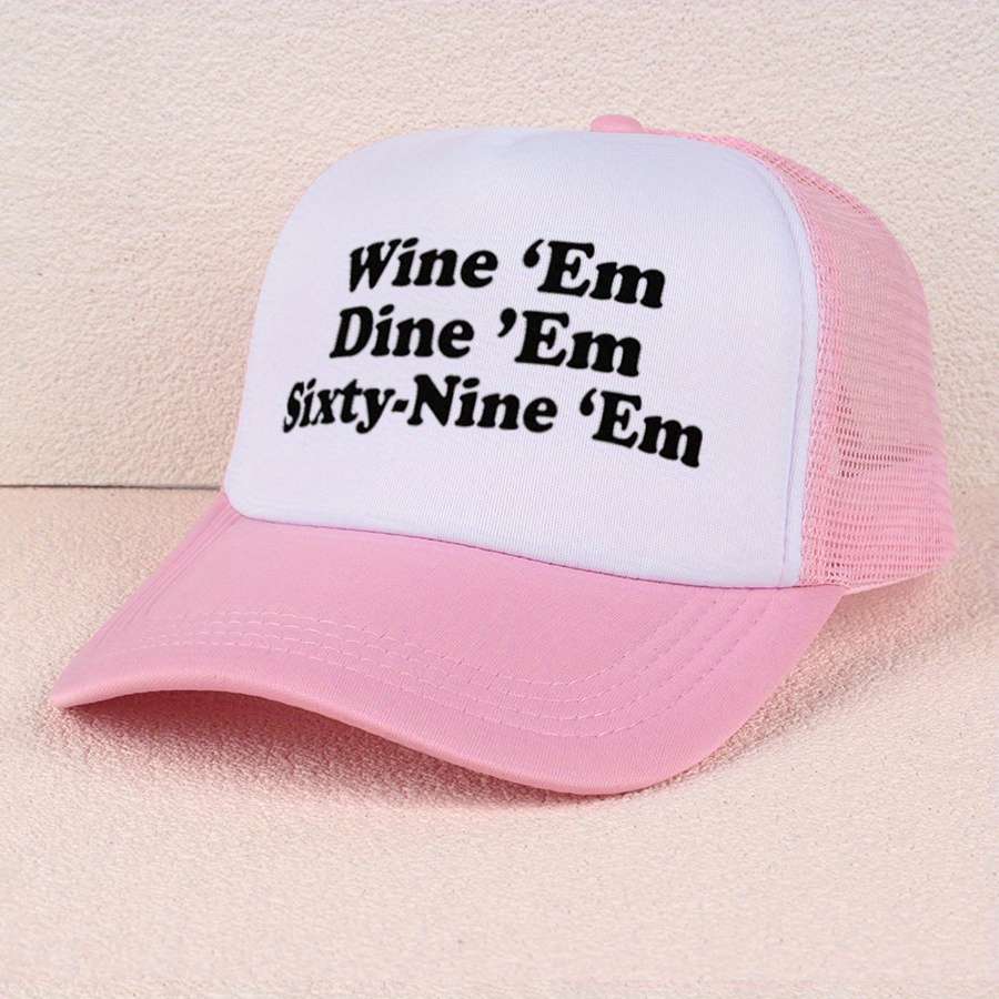 VERG Breathable Mesh Baseball Cap with Letter Print Adjustable Hand-Washable Polyester Truck